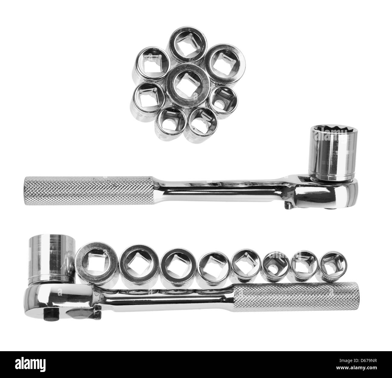 Socket Spanner Wrenches and Nuts Stock Photo