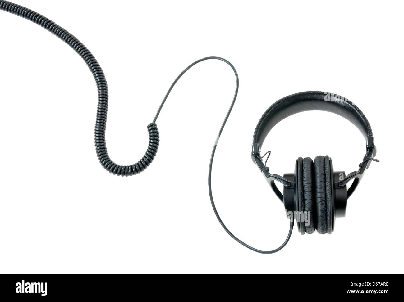 Highquality headphones with long cable isolated on white background