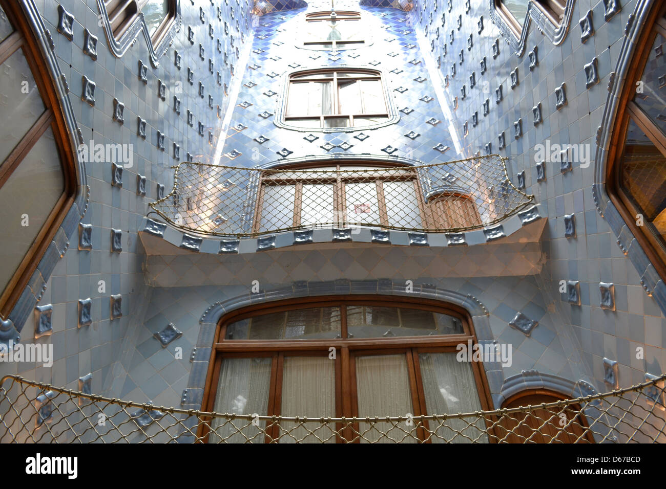 Stairway Inside Casa Batlo House Of Bones Spain Cataluna Stock