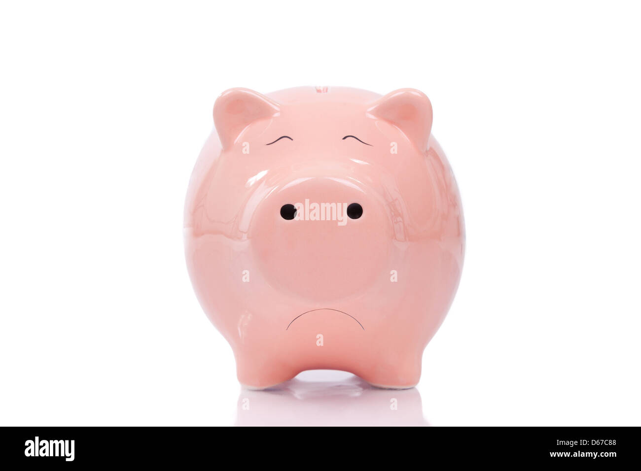 Sad piggy bank isolated on white background Stock Photo - Alamy