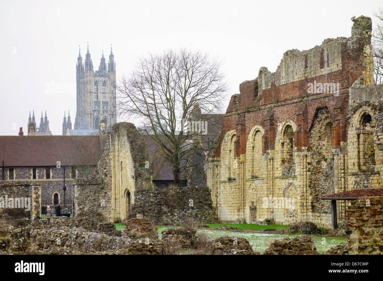 St Augustines Abbey in Winter Canterbury Kent Stock Photo Alamy