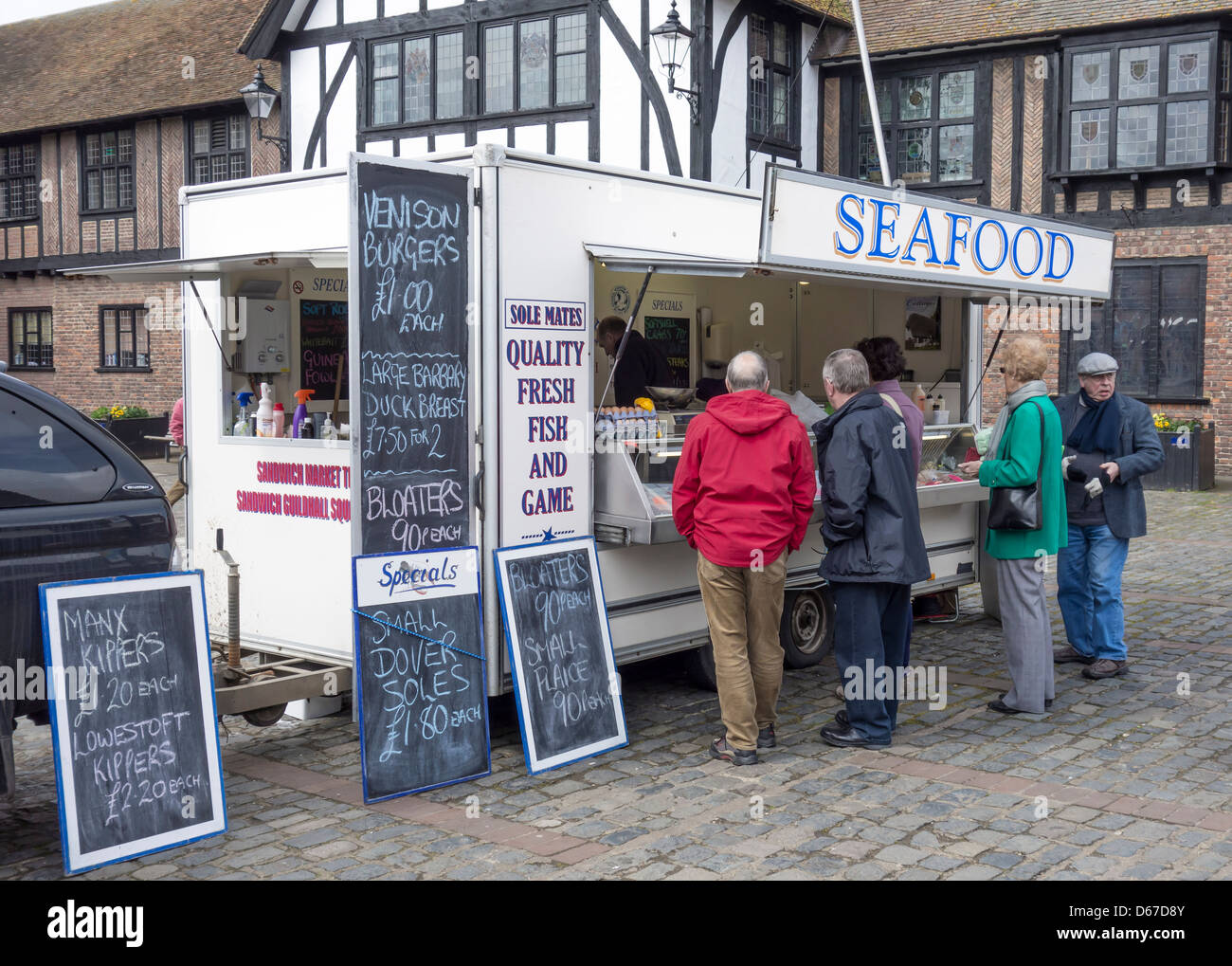 Seafood Fishmonger Stall Sandwich Cinque Port Kent England Stock Photo