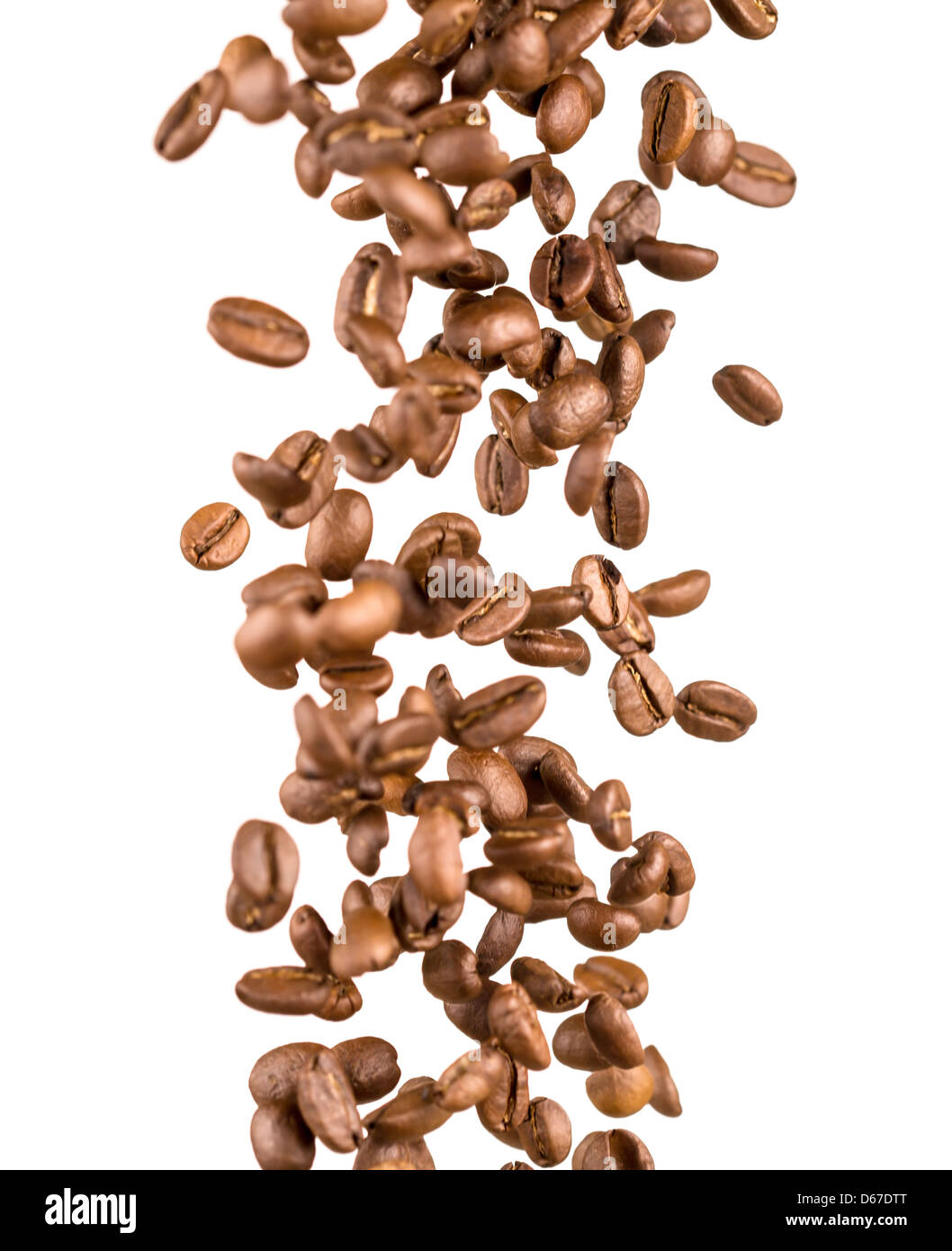 falling coffee beans isolated on white Stock Photo