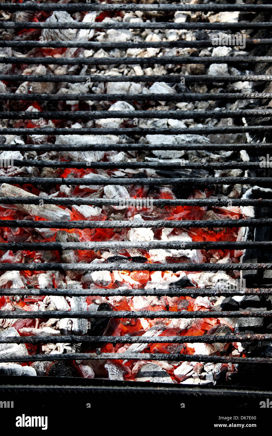 Charcoal grill on fire Stock Photo Alamy