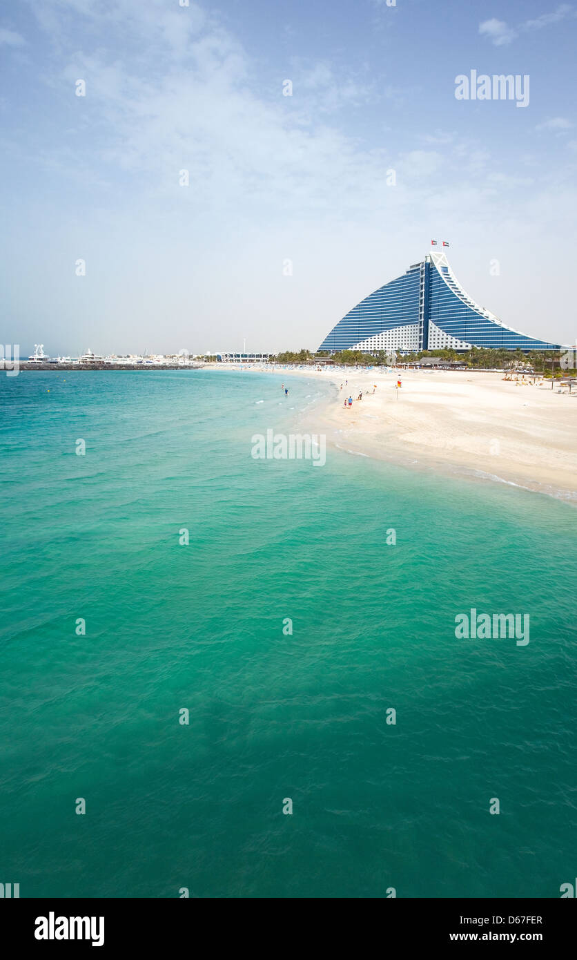 Dubai, the Jumeirah hotel and beach seen from the Burj Al Arab Stock Photo