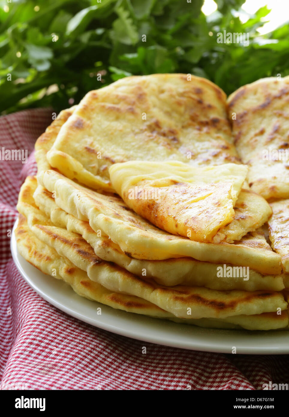 pile of fried bread with butter and parsley Stock Photo Alamy