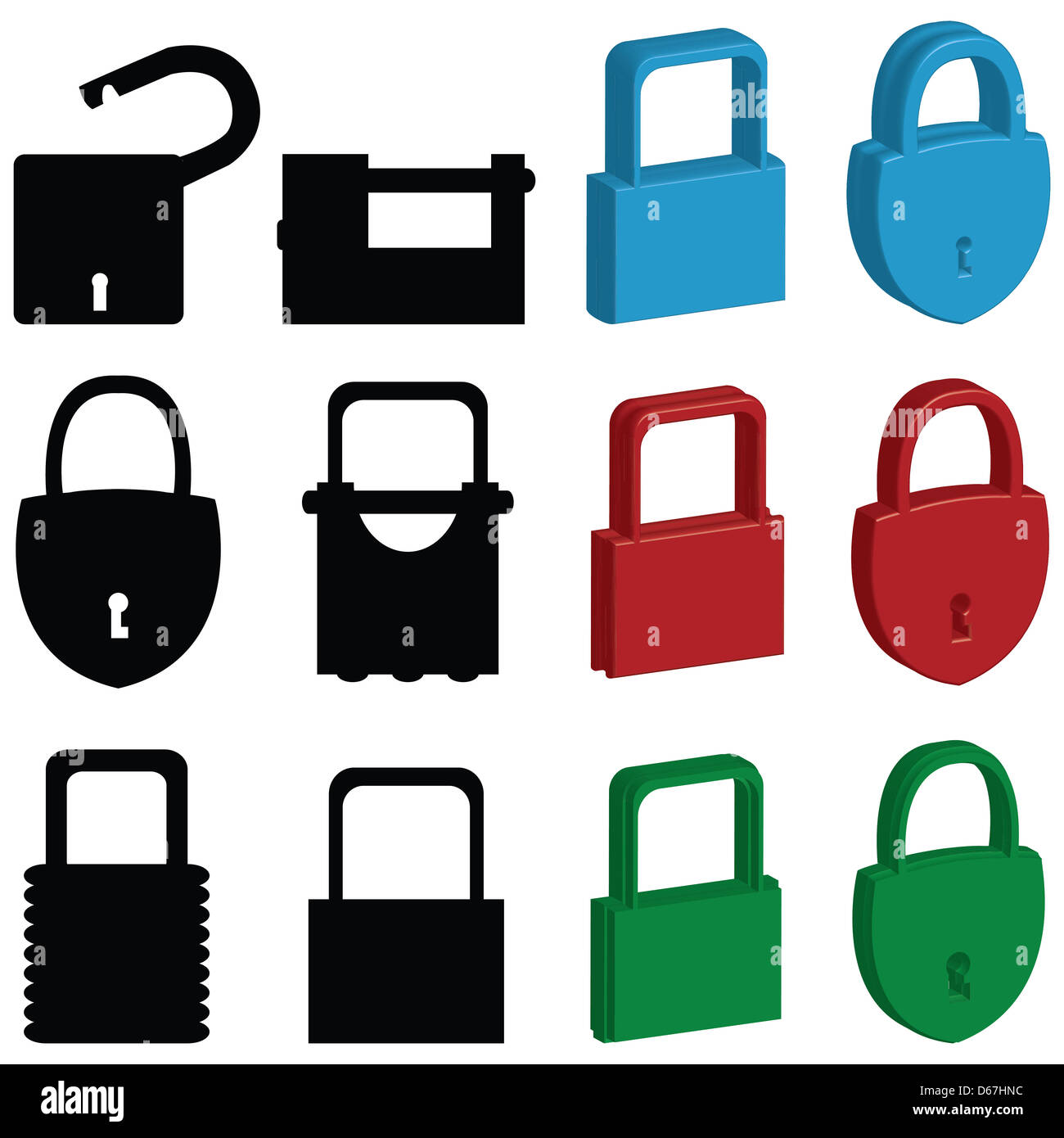 Set black icons lock hi-res stock photography and images - Alamy