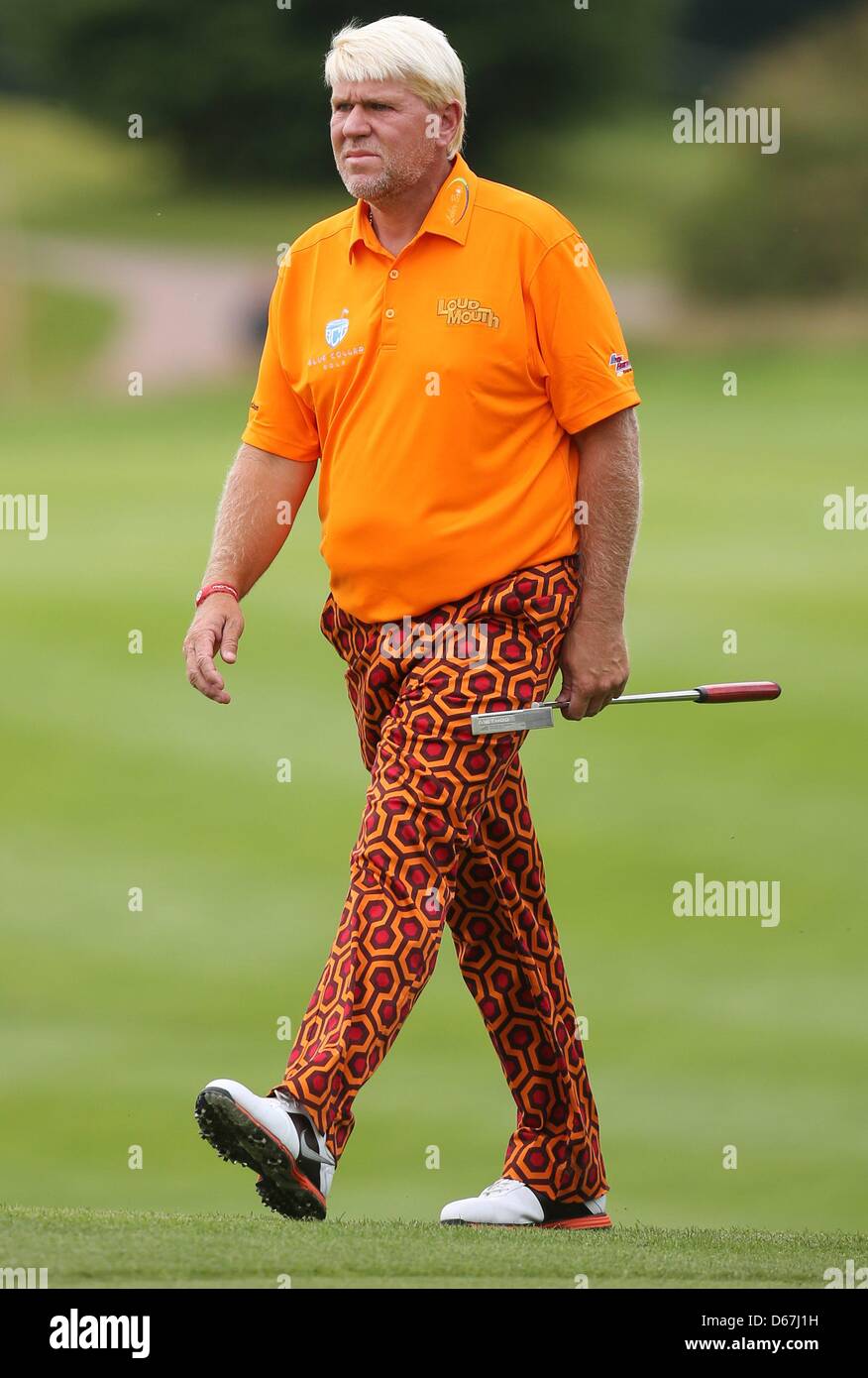 US golfer John Daly wears extravagant trousers during the International open at golf club Gut Laerchenhof in Pulheim near Cologne, Germany, 21 June 2012. World class golfers of the European Tour compete in the tournament from 19 till 24 June 2012. Photo: ROLF VENNENBERND Stock Photo