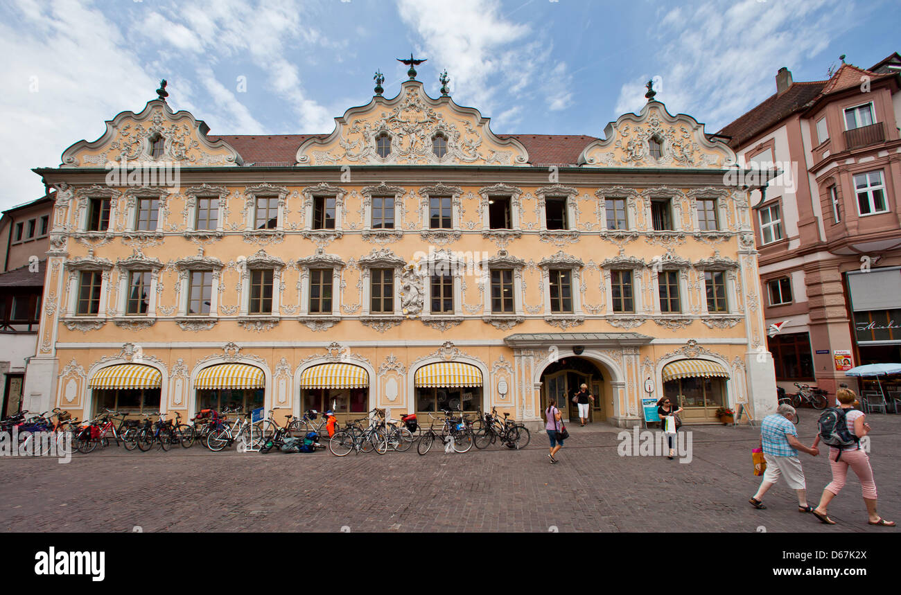 View to Haus zum Falken in Wuerzburg, Germany, 19 June 2012. The house