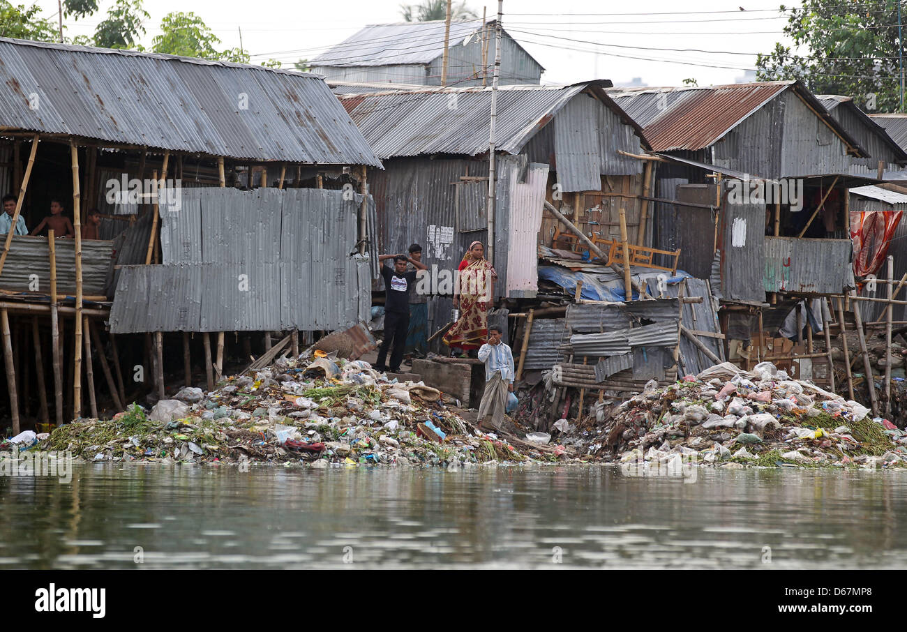 The Korail slum at Banani Lake is pictured in Dhaka, Bangladesh, 23