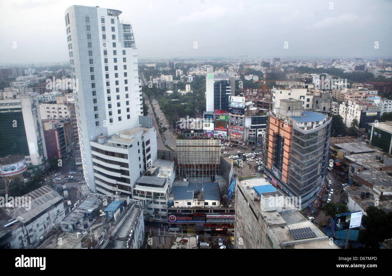 The city center of Bangladesh's capital is pictured in Dhaka, Bangladesh, 23 June 2012. The city is home to six million people, the majority of them living in slums. Photo: Jan Woitas Stock Photo