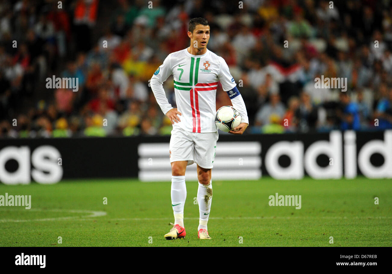 Portugal's Cristiano Ronaldo walks on the pitch during UEFA EURO 2012 ...