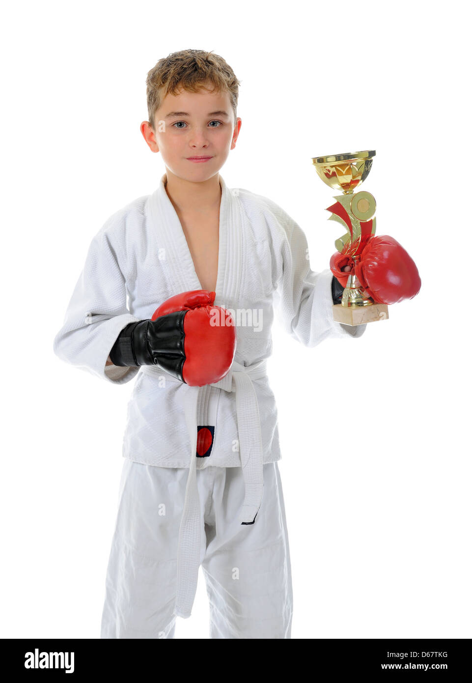Young boy training karate Stock Photo Alamy