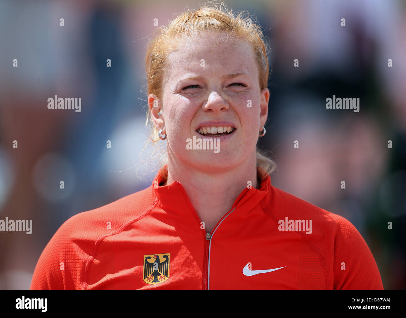 Betty Heidler of Germany looks on during the women's Hammer Throw