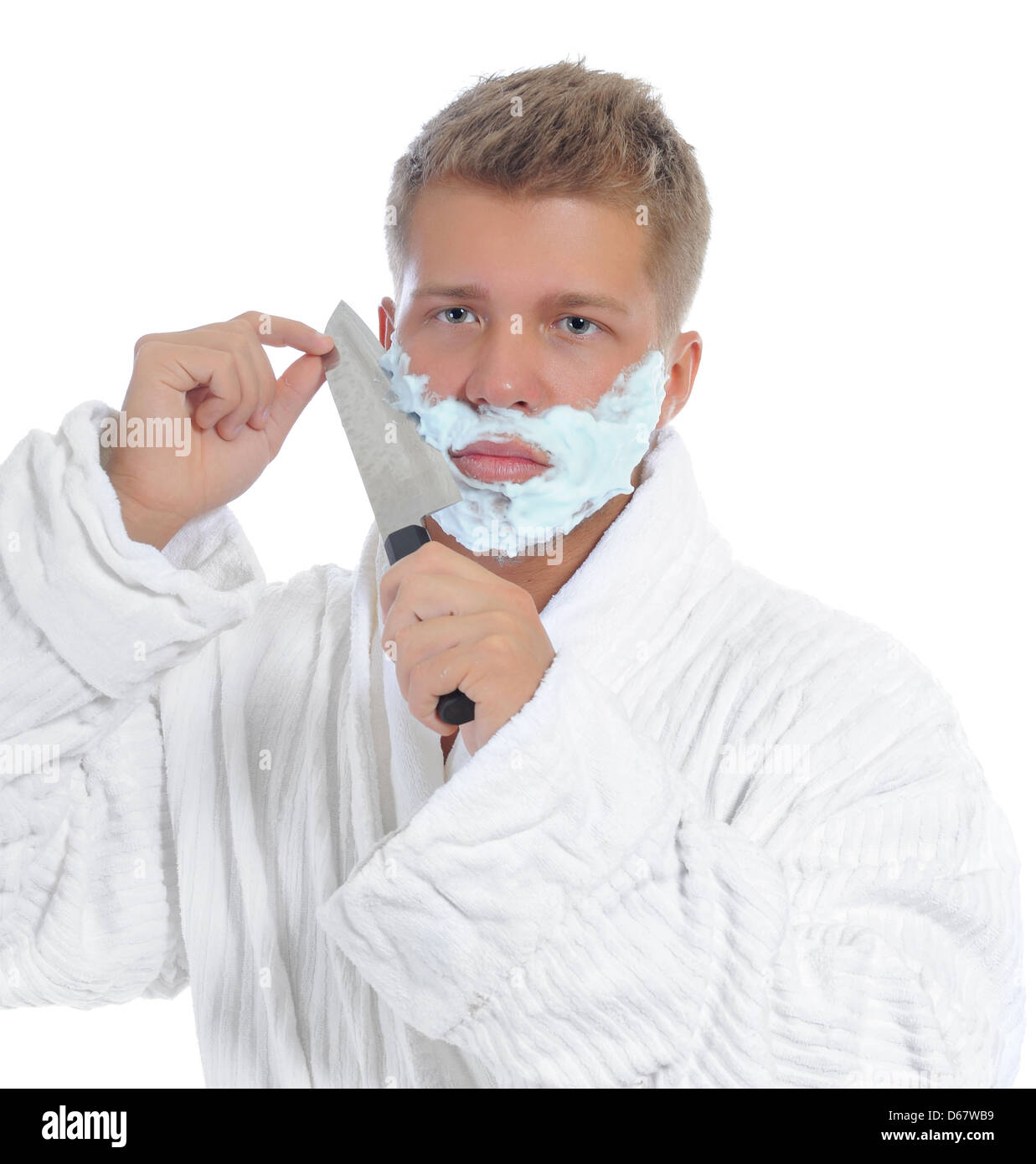 Young man shaving Stock Photo Alamy
