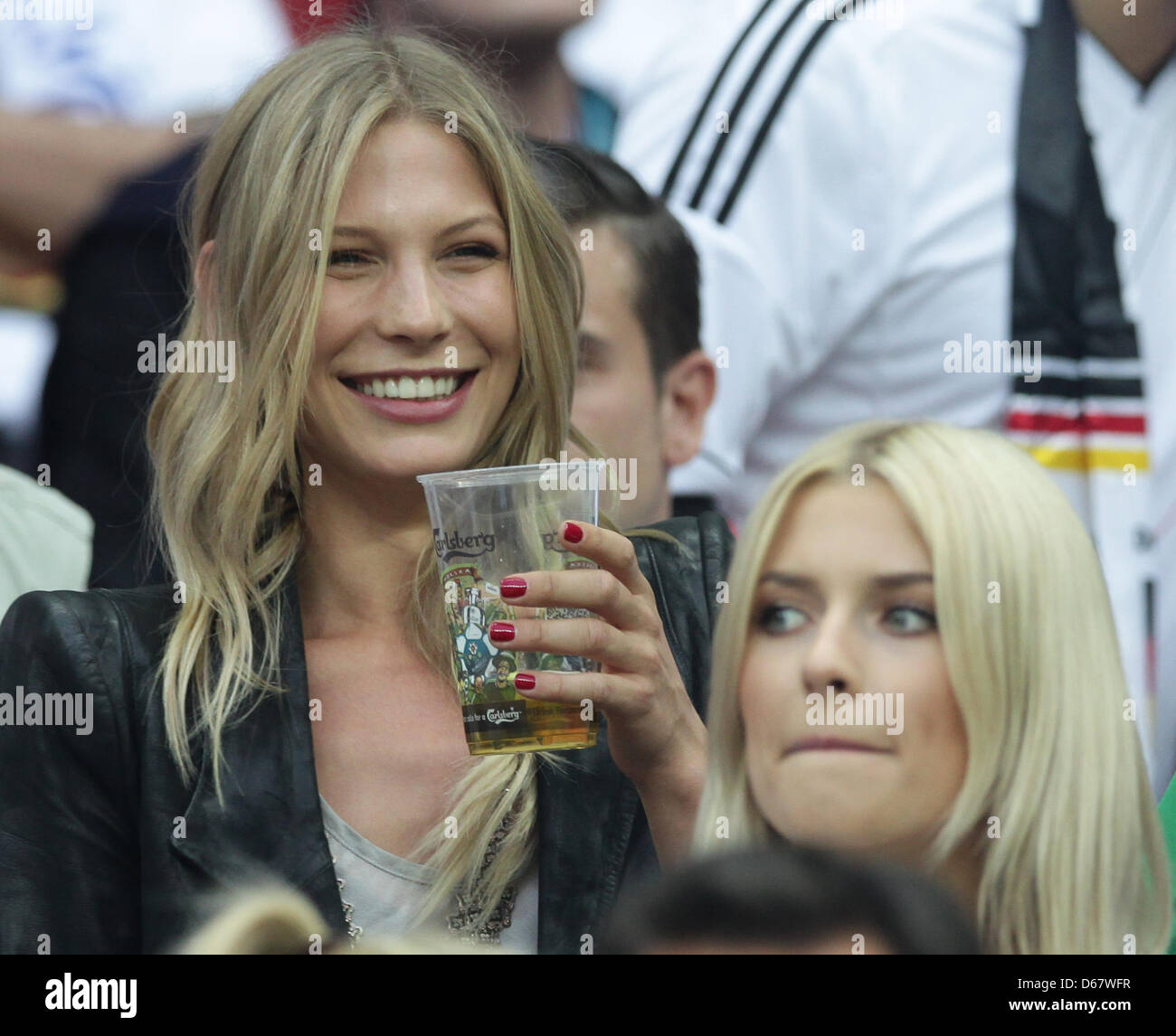 Sarah Brandner, girlfriend of Germany's Bastian Schweinsteiger, seen on the  stands prior to the UEFA EURO 2012 semi-final soccer match Germany vs Italy  at the National Stadium in Warsaw, Poland, 28 June
