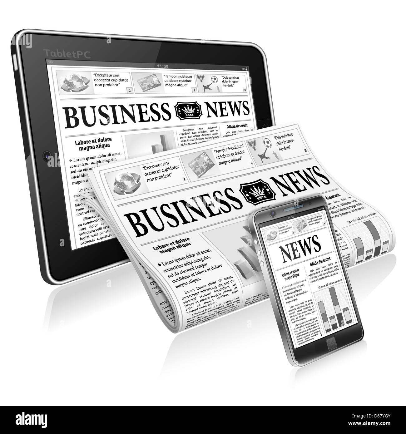Digital News Concept with Business Newspaper on Screen Smartphone