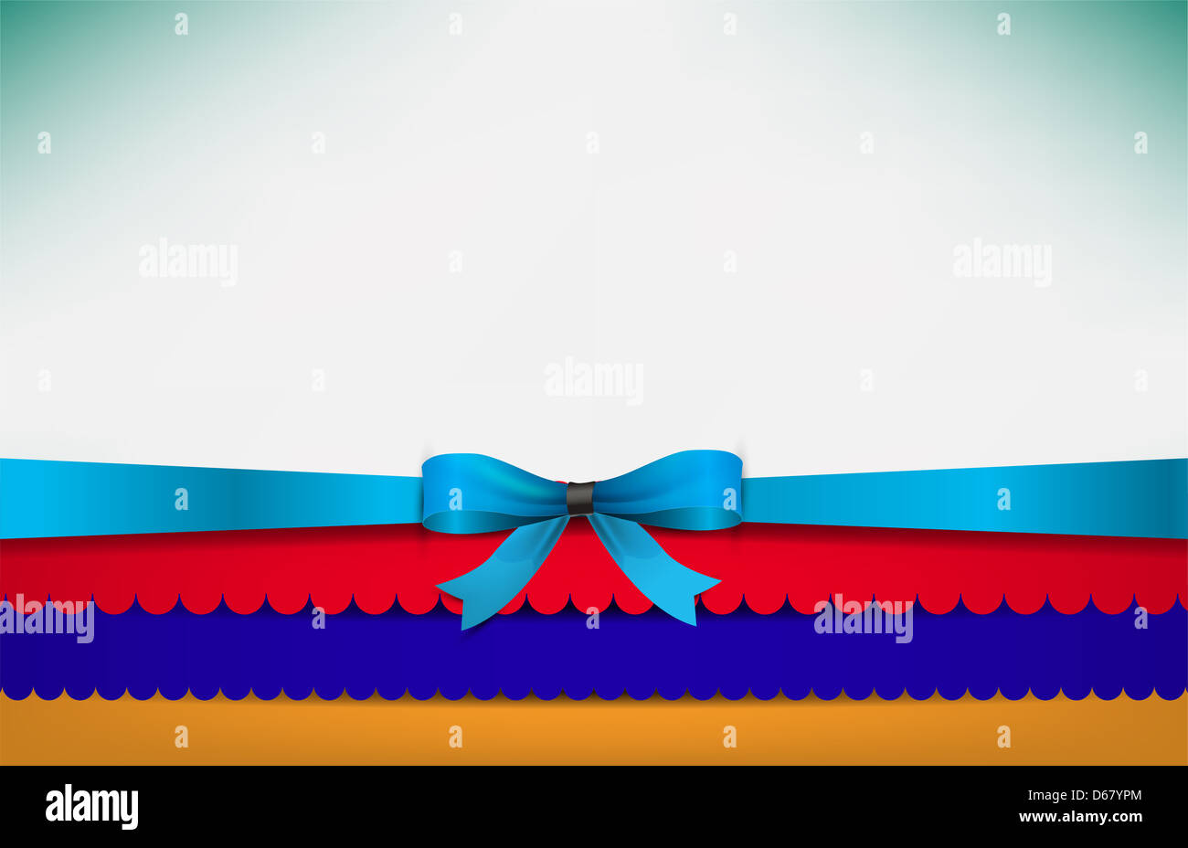 Abstract background with the Armenia Flag and a blue bow. Stock Photo