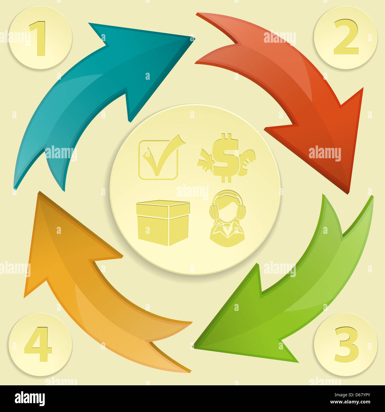 Infographics Design Template with Arrows and Icons, illustration Stock ...