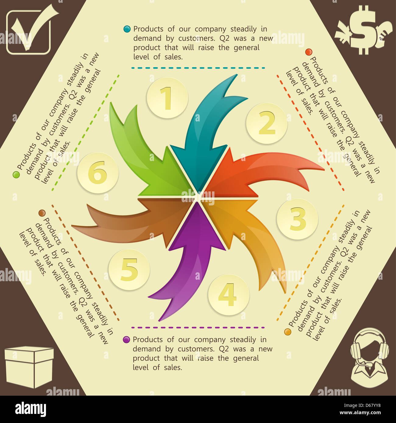 Infographics Design Template with Arrows and Icons, illustration Stock ...