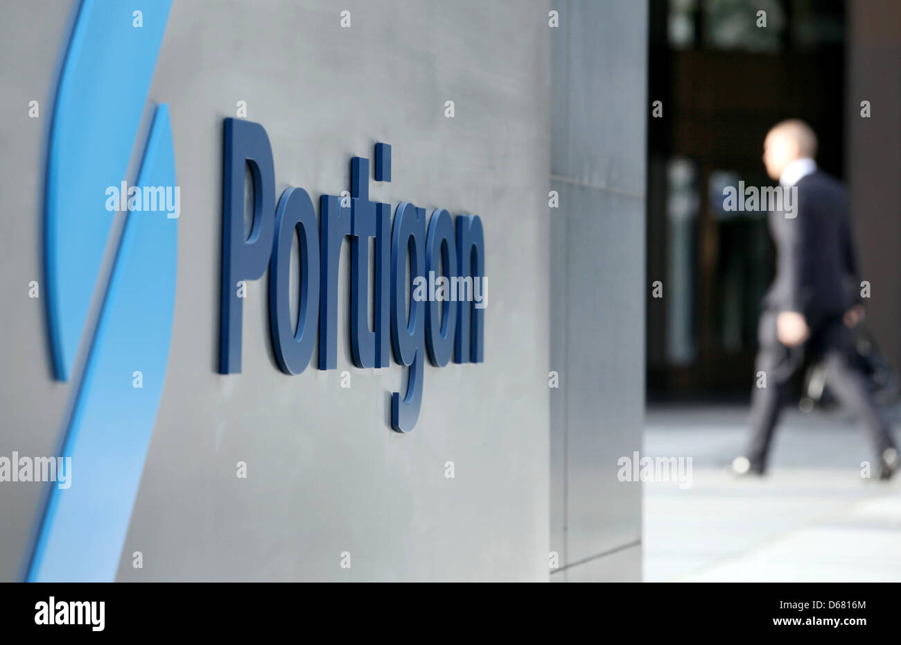 The New Lettering Portigon Is Attached To The Facade Of The Former