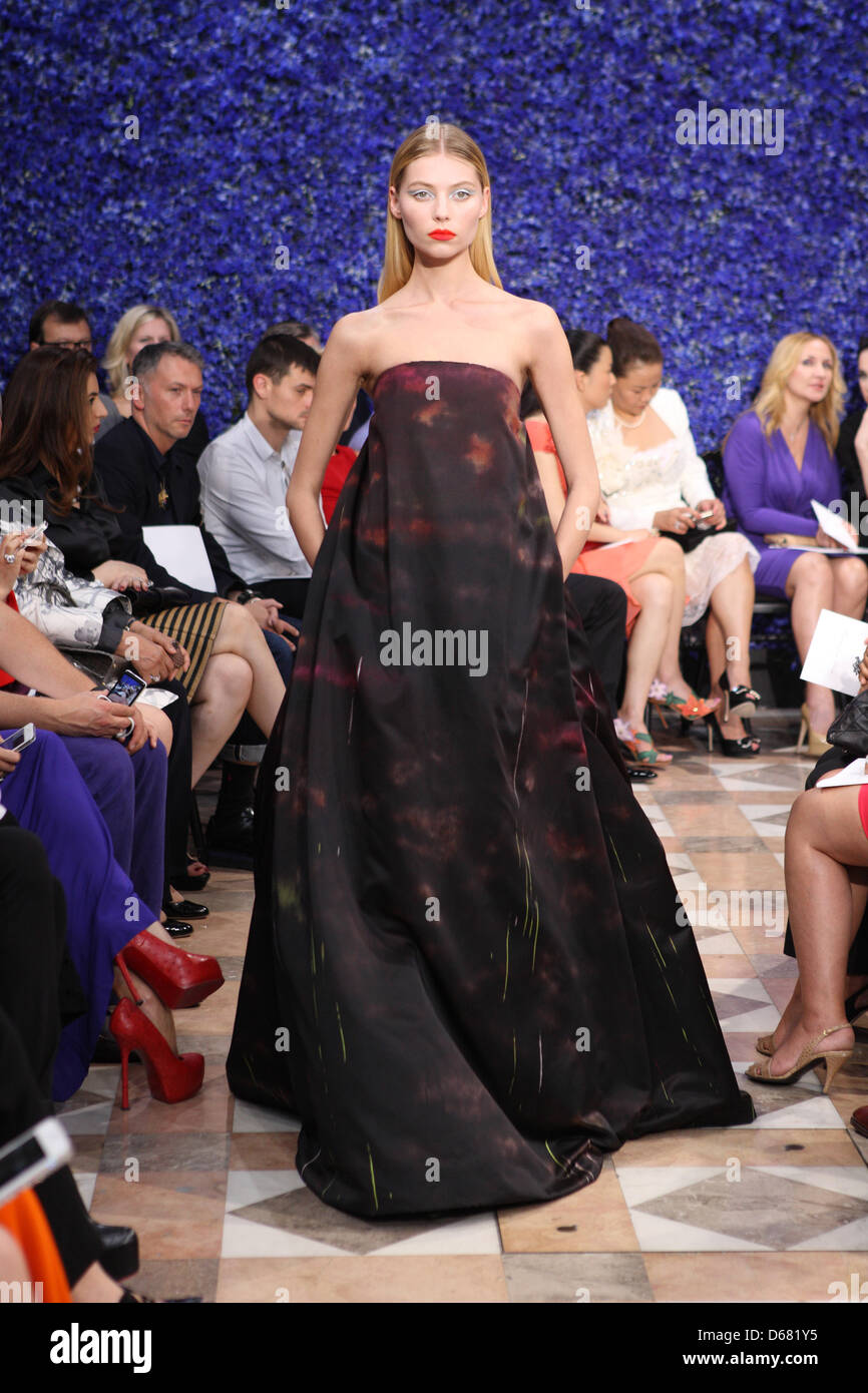 A model wears a creation by Belgian designer Raf Simons as part of the ...