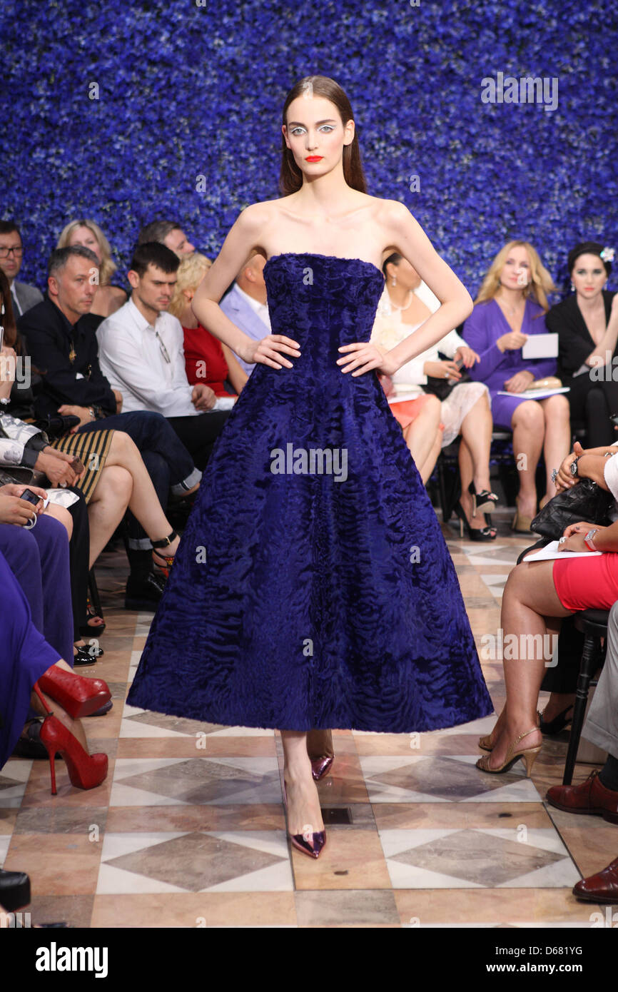 A model wears a creation by Belgian designer Raf Simons as part of the ...