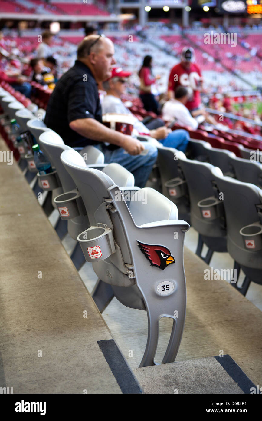 An empty seat after a Arizona Cardinals football match at the University of Phoenix stadium in Glendale, Phoenix, USA Stock Photo
