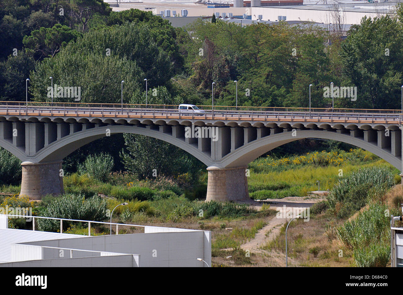 Montmelo bridge passes Bes?s Stock Photo