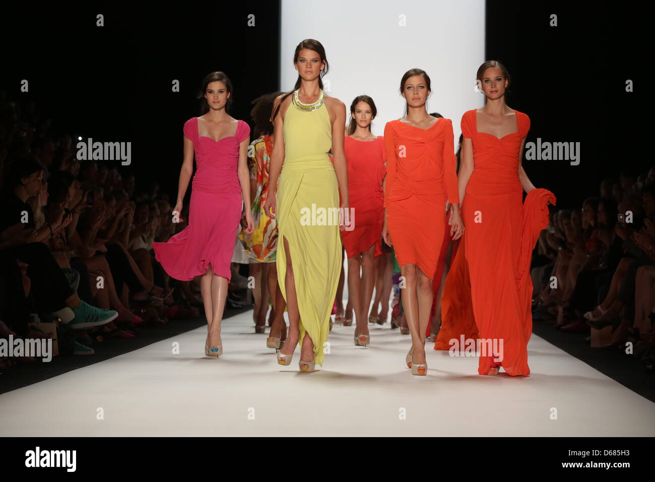 Models present creations at the Laurel show during the Mercedes-Benz ...