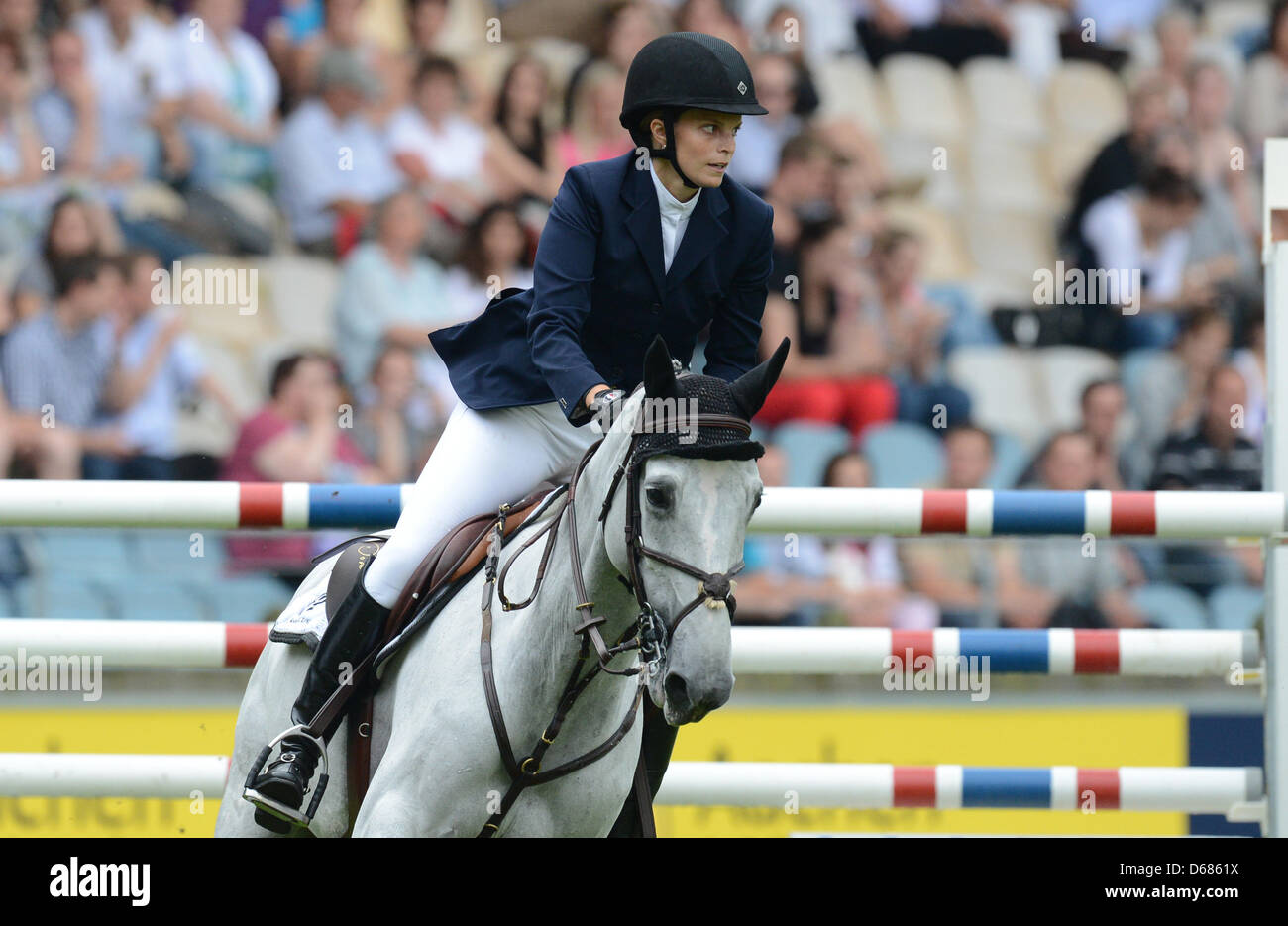 Greek show jumper Athina Onassis de Miranda competes on her horse Uceline at the CHIO in Aachen, Germany, 05 July 2012. Photo: JOCHEN LUEBKE Stock Photo