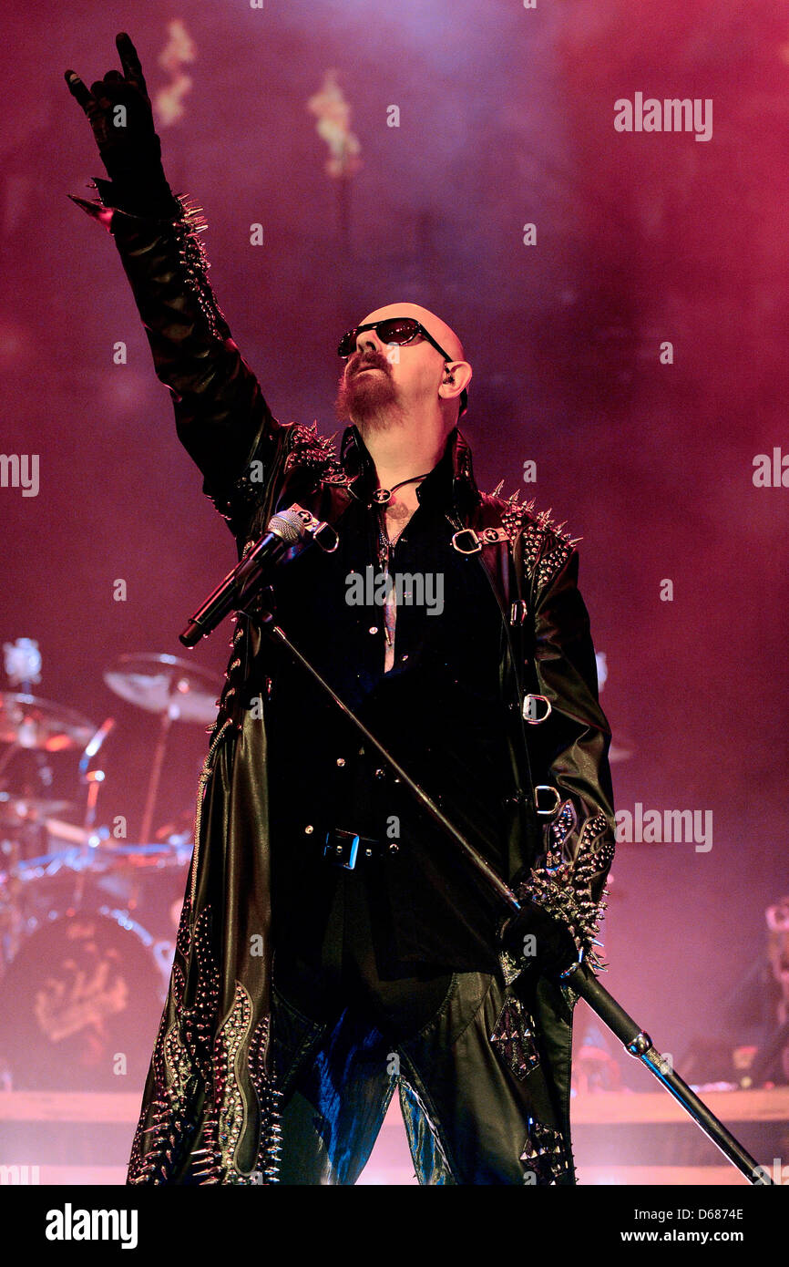 Rob Halford Judas Priest performs on stage at The Air Canada Centre during the band