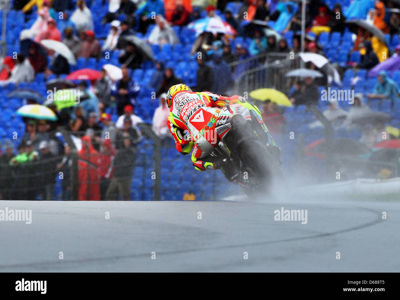 Italian MotoGP driver Valentino Rossi of Team Ducati during the qualifying for the German Grand Prix on the racetrack at the Sachsenring in Hohenstein-Ernstthal, Germany, 07 July 2012.  Photo: JAN WOITAS Stock Photo