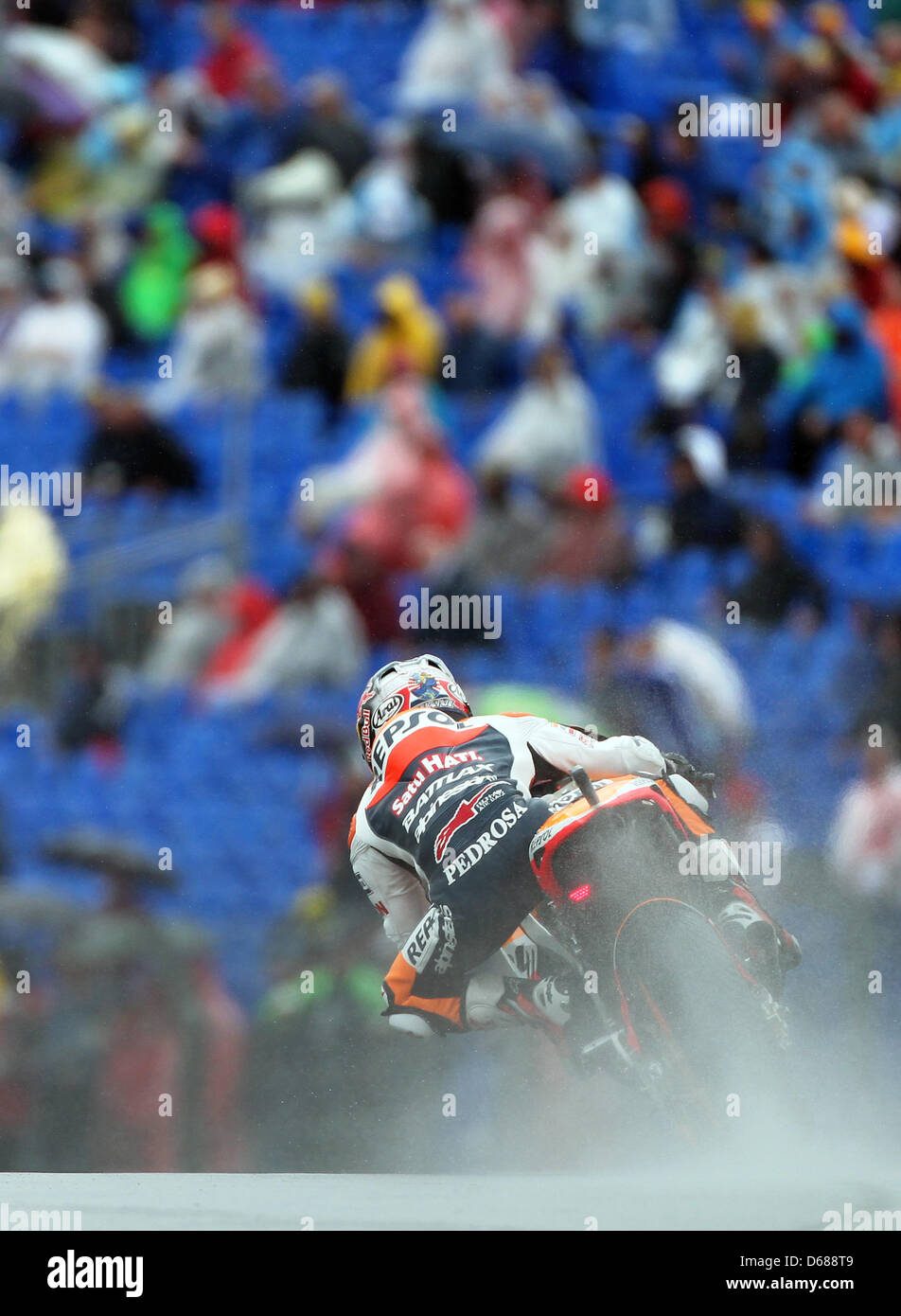 Spanish MotoGP driver Dani Pedrosa during the qualifying for the German Grand Prix on the racetrack at the Sachsenring in Hohenstein-Ernstthal, Germany, 07 July 2012.  Photo: JAN WOITAS Stock Photo