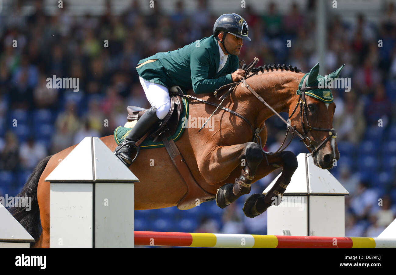 SaudiArabian show jumper Ramzy al Duhami jumps with his horse Bayard