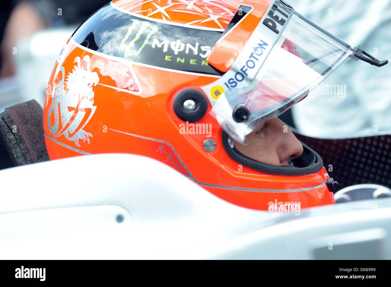 German Formula One driver Michael Schumacher of Mercedes AMG steers his