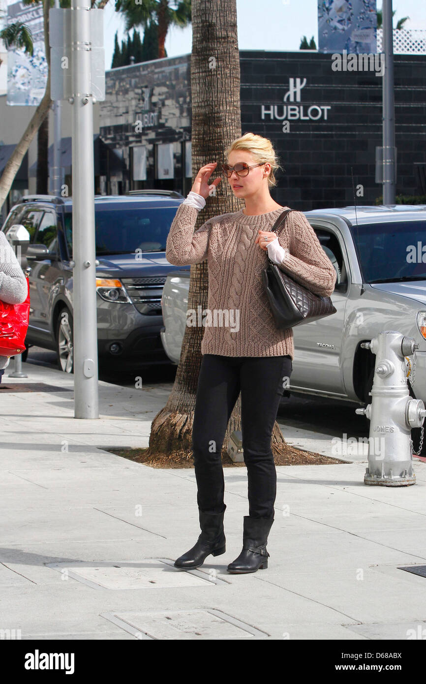 Katherine Heigl and her parents are seen shopping in Beverly Hills Los Angeles, California Stock Photo