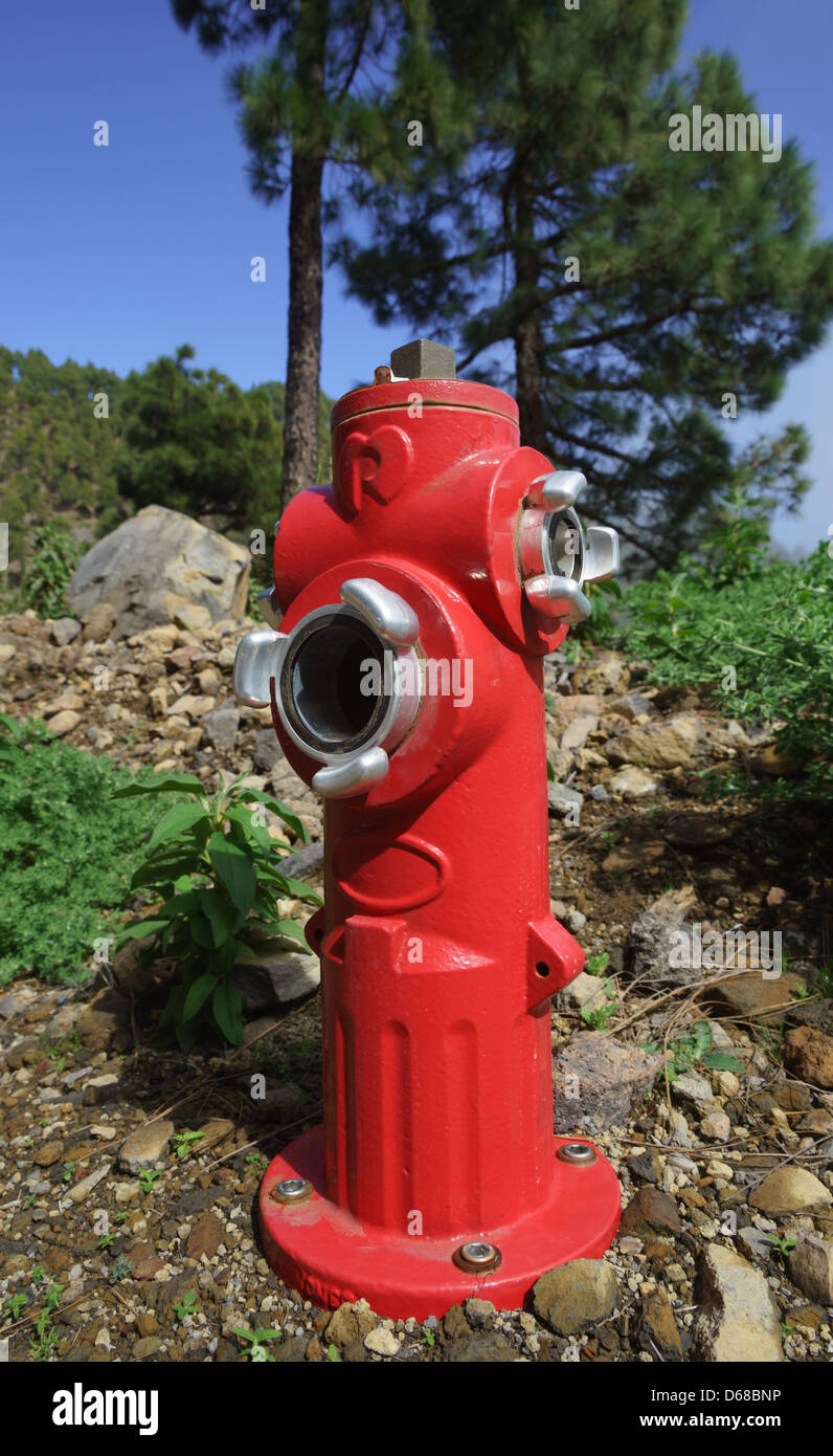 La Palma, Canary Islands - water hydrant forest fire prevention Stock Photo