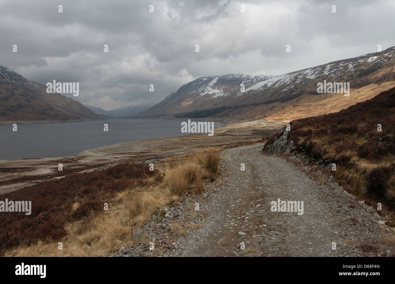 Track and Loch Treig Scotland  April 2013 Stock Photo