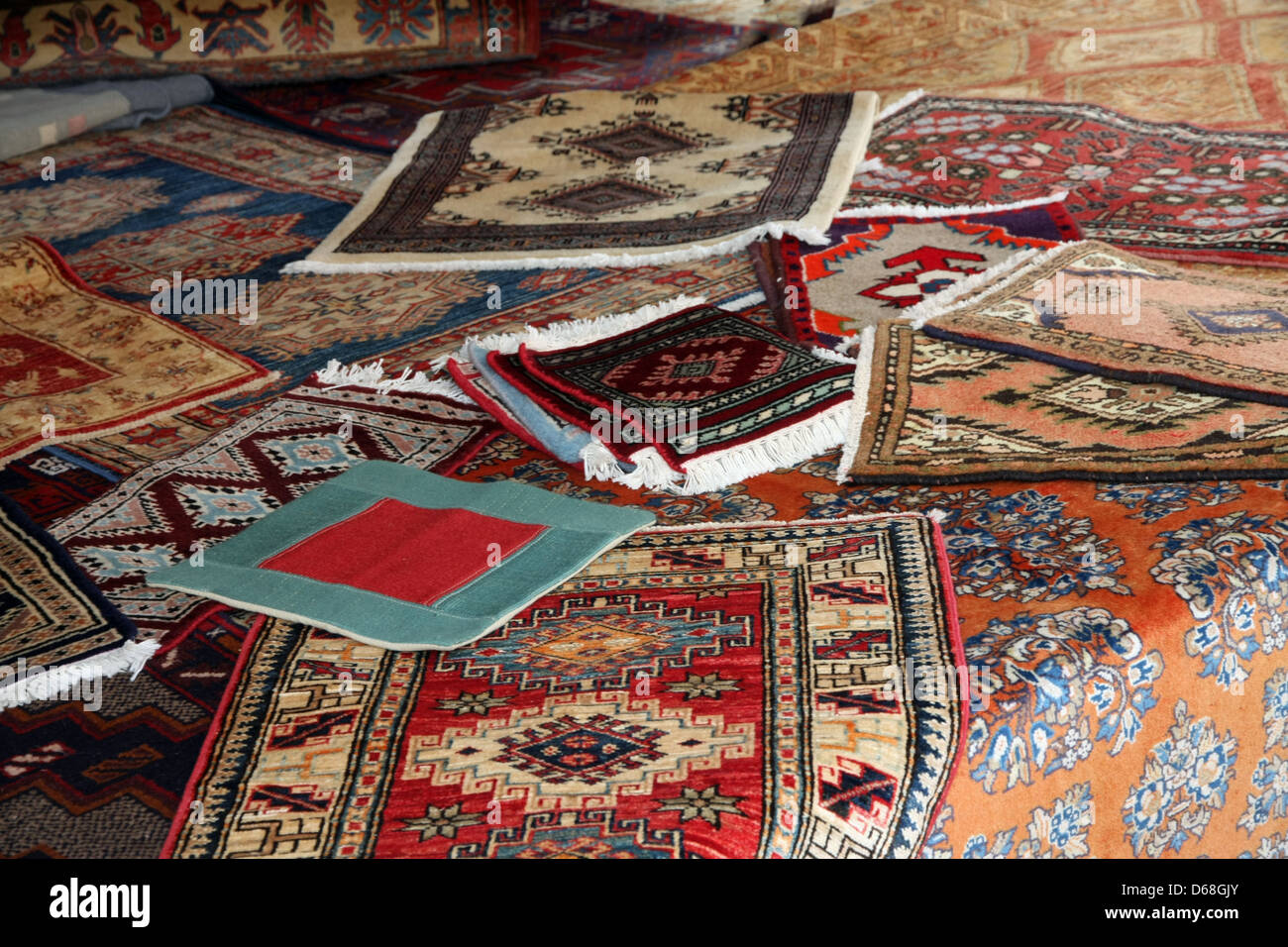 textures and background of handmade carpets and rugs Stock Photo