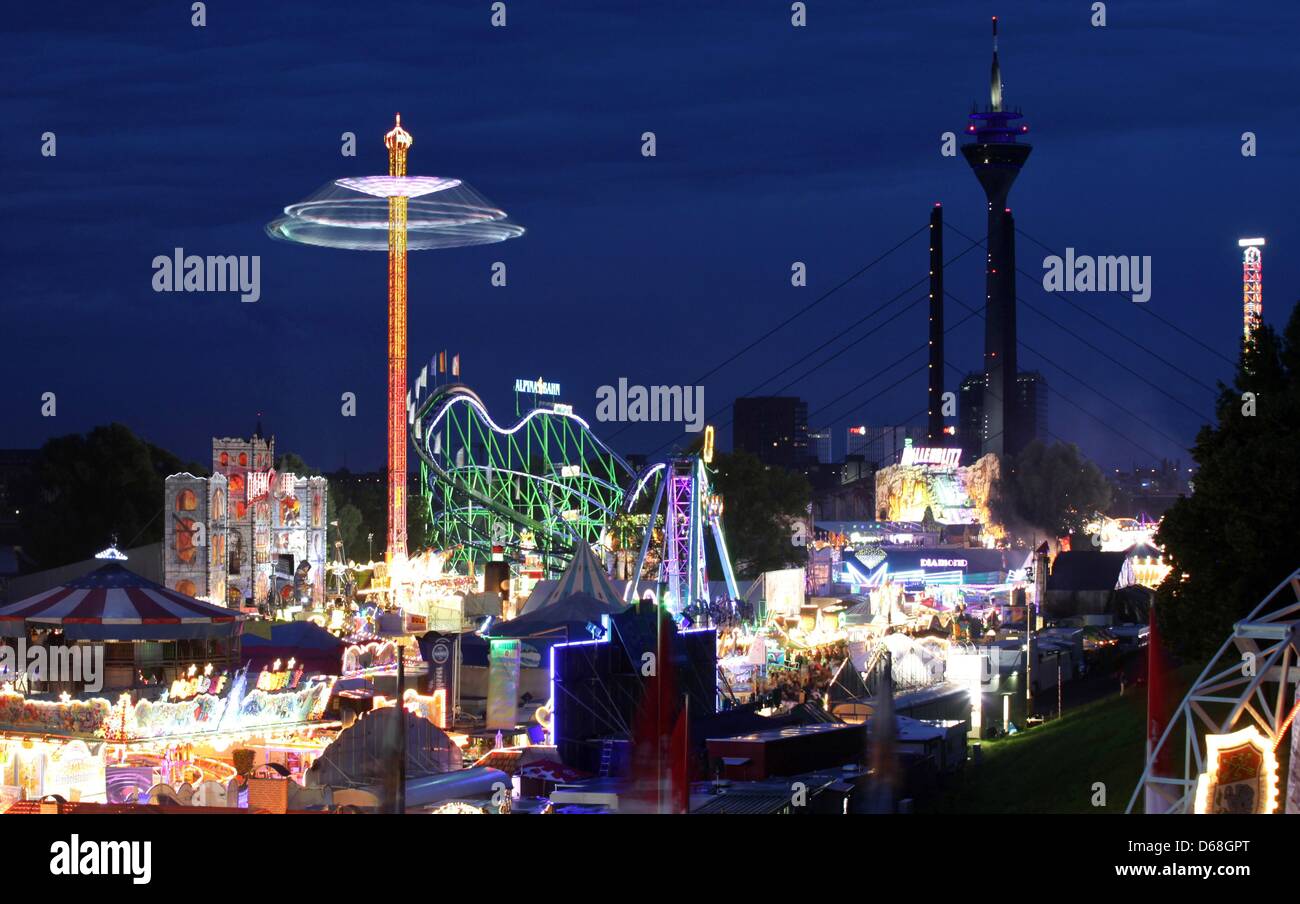 Amusement rides features at the Duesseldorf Rhine Fair 2012 ...