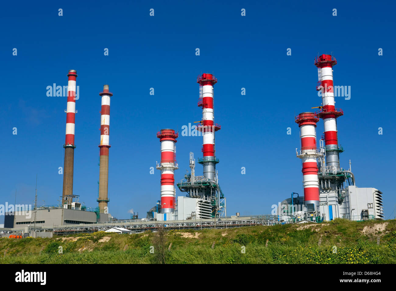 Industrial power plant and oil refinery at Porto, portugal Stock Photo