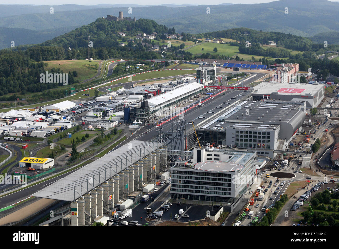 (file) -  A dpa file picture dated 09 July 2009 shows the new building complex of the project amusement park Nuerburgring in Nuerburg, Germany, 09 July 2009. The German federal state of Rhineland-Palatinate has terminated the lease of the developers. Photo: Thomas Frey Stock Photo