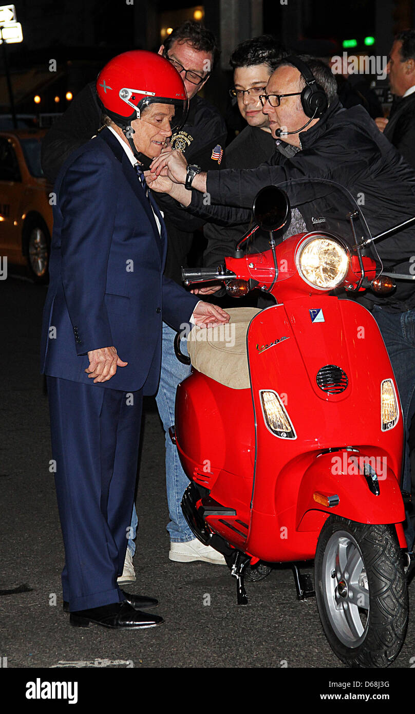 Regis Philbin is given a Vespa scooter by David Letterman 'The Late Show  with David Letterman' at the Ed Sullivan Theater Stock Photo - Alamy