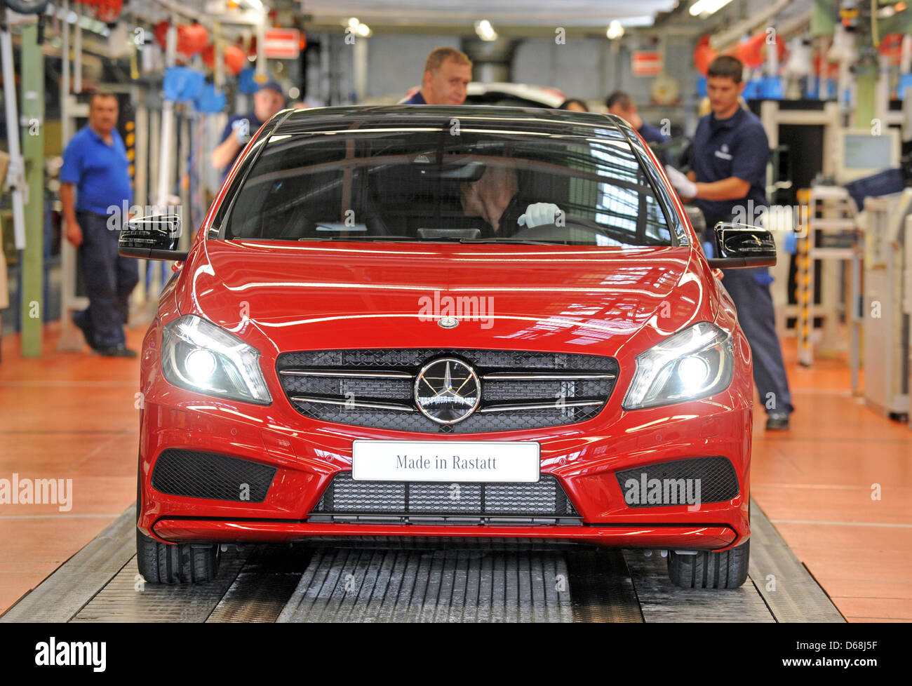 The new Mercedes-Benz A Class is presented at the Daimler plant in Rastatt, Germany, 16 July 2012. Daimler has started the production of the new A Class in Rastatt which is to be sold from September 2012. Photo: ULI DECK Stock Photo