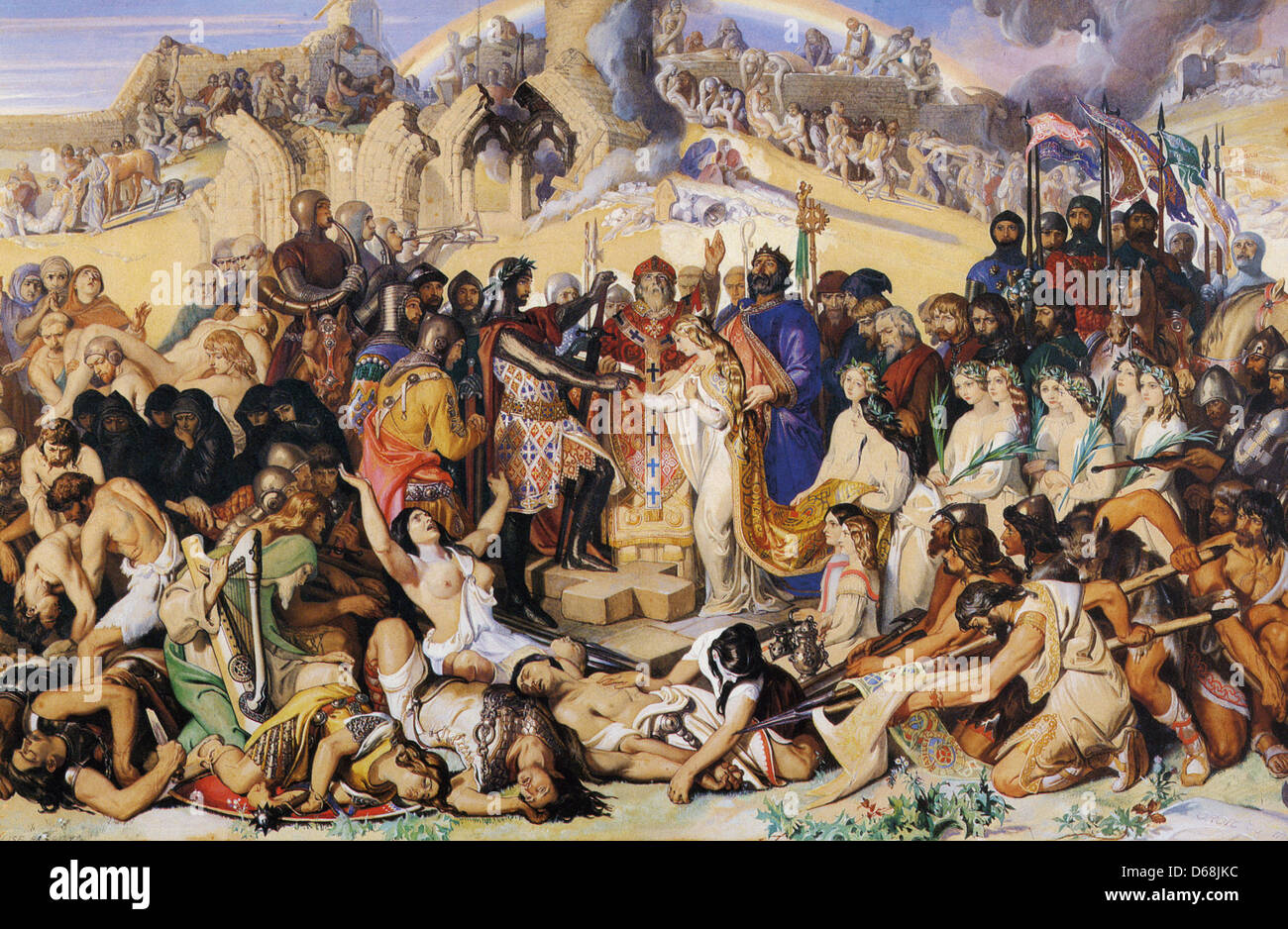 THE MARRIAGE OF STRONGBOW AND EVA painted by Irish artist Daniel MacLise in 1854 Stock Photo