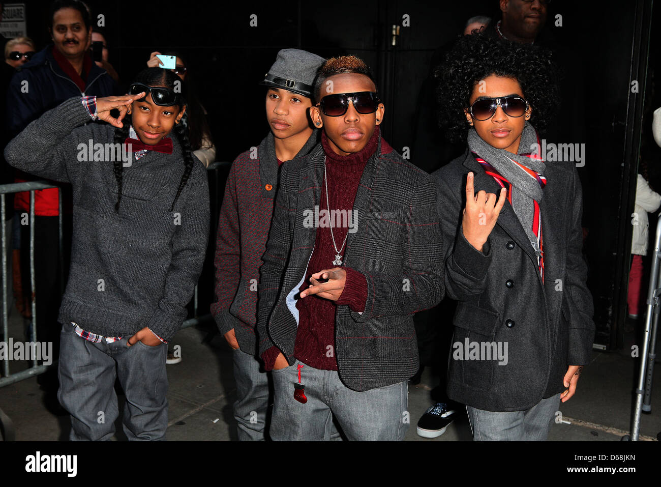 Prodigy, Princeton, Ray Ray and Roc Royal of Mindless Behavior Celebrities outside ABC Studios for 'Good Morning America' New Stock Photo