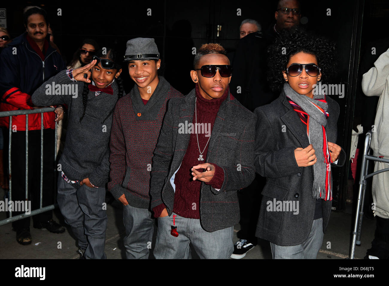 Prodigy, Princeton, Ray Ray and Roc Royal of Mindless Behavior Celebrities outside ABC Studios for 'Good Morning America' New Stock Photo