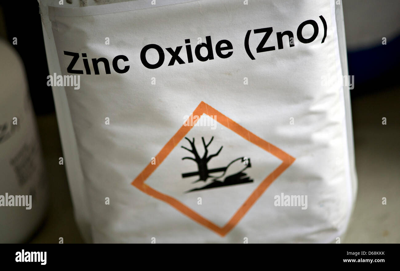 A package of Zinc Oxide sits in a laboratory during the unveiling of