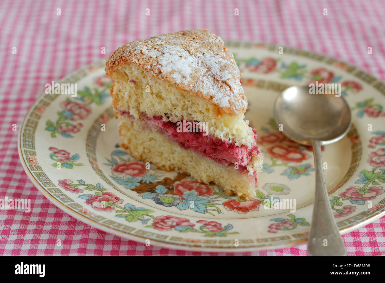 Sponge cake with raspberry filling Stock Photo Alamy